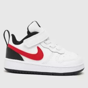 Image of Nike White & Red Court Borough Low 2 Toddler Trainers