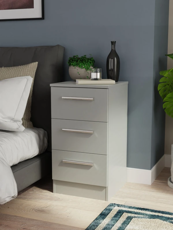 Image of Ready Assembled 2 U Trent 3 Drawer Bedside (Ready Assembled) in Dark Grey Size: Small Dark Grey Unisex Small