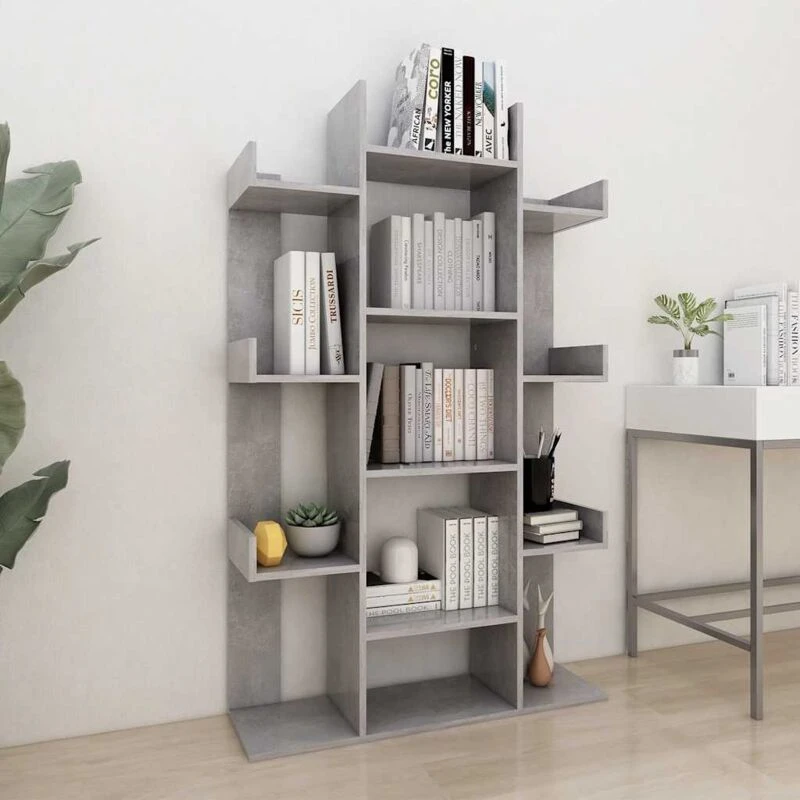 Image of VIDAXL Vidaxl - Book Cabinet Concrete Grey 86x25.5x140cm Engineered Wood 8720286645840