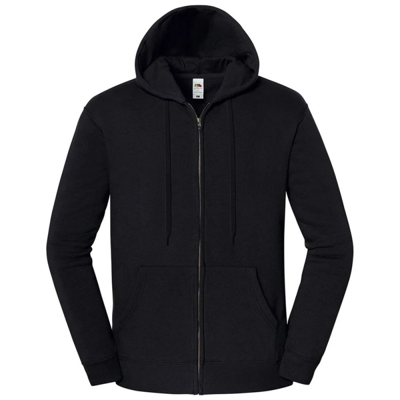 Image of Fruit of the Loom Mens Iconic Premium Full Zip Hoodie in Black Size: Small Black Male S