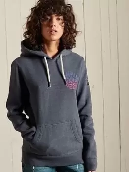 Image of Superdry Heritage Mountain Logo Hoodie - Navy, Eclipse Navy, Size 8, Women
