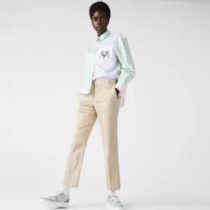 Image of Lacoste Womens New Classic Slim Fit Stretch Cotton Trousers Size 14 Beige