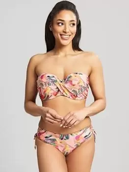 Image of Panache Paradise Padded Twist Bandeau Bikini Top - Pink Tropical, Pink, Size 34Ff, Women