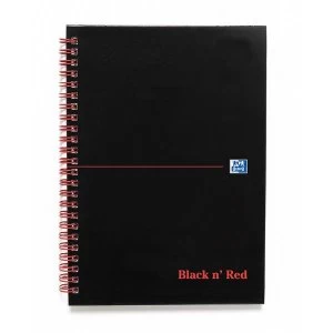 Image of Black n Red A5 Matt Hardback Wirebound Notebook 90gm2 140 Pages Ruled with Margin Black Pack of 5