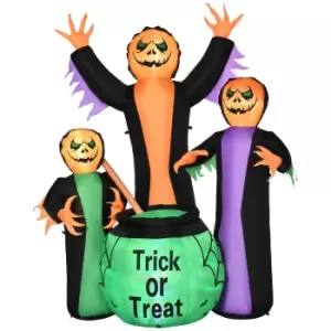 Image of Homcom 8ft Inflatable Halloween Witch And Magical Potion Lighted Blow-up Outdoor Decor