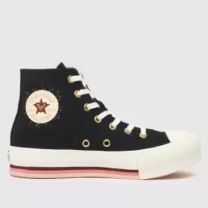 Image of Converse Black & White Hi Eva Lift Valentines Girls Junior Trainers