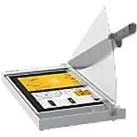 Image of Leitz Precision Home Office Guillotine Paper Cutter 9020 A3 420 mm Steel Blade Laminated Wooden Bed EdgeGlow Light Grey 10 Sheets