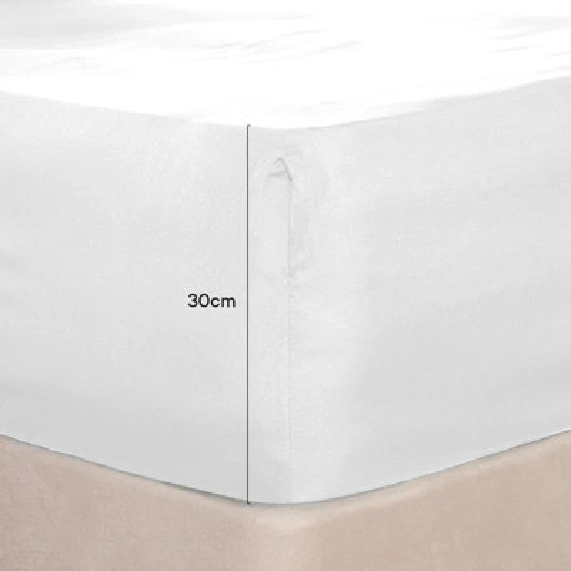 Image of OHS OHS Plain Bed Sheet Microfibre Deep Fitted Soft in White Size: King White King Unisex 5027434182824