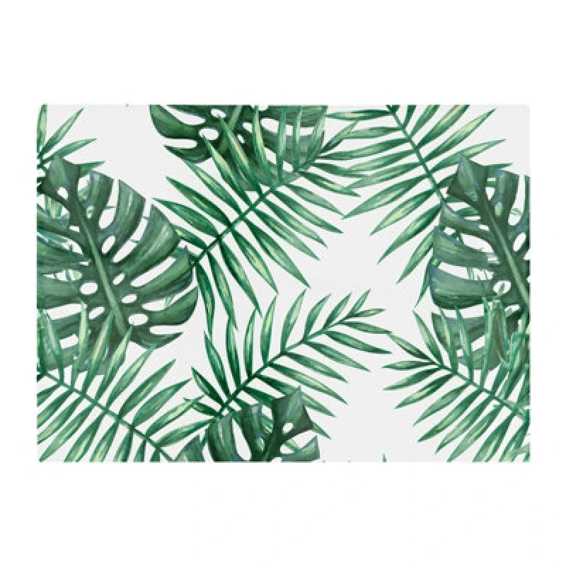 Image of Warren Reed Designer Watercolour Tropical Leaves Glass Chopping Board