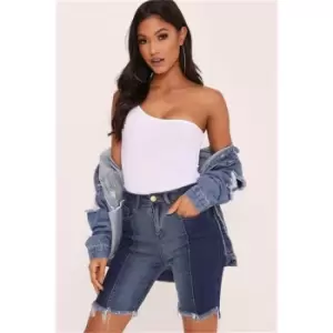 Image of I Saw It First Colour Block Denim Shorts - Blue