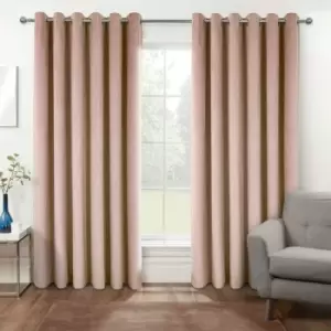 Image of Thermal 100% Blackout Pink Velvet Curtains, 168 x 229cm (66 x 90) - Pink - Homescapes