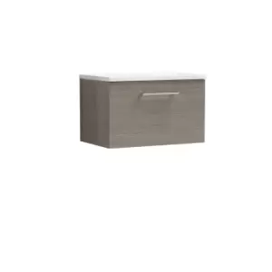 Image of Nuie Arno 600mm Wall Hung 1 Drawer Vanity & Sparkling White Laminate Top Solace Oak