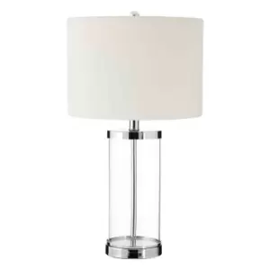 Image of Interiors By PH Table Lamp GlassMetal Base Cream Fabric Shade