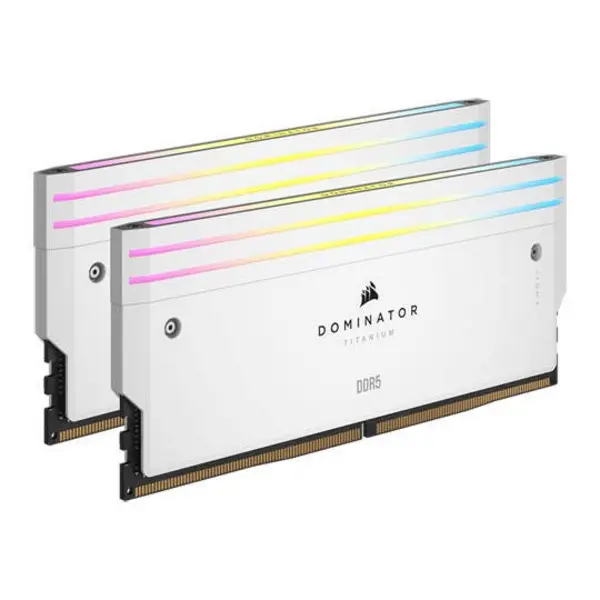 Image of Corsair DOMINATOR TITANIUM RGB 32GB (2x16GB) DDR5 DRAM 6400MT/s CL32 Intel XMP Memory Kit — White - CMP32GX5M2B6400C32W