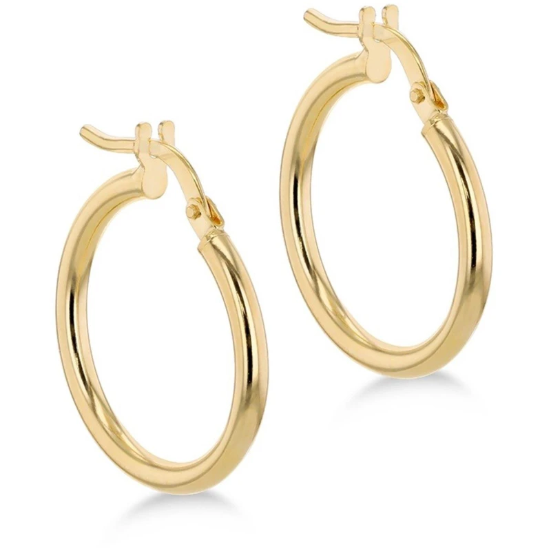 Image of Be You 9ct Gold Plain Hoop Earrings Yellow Gold female One Size