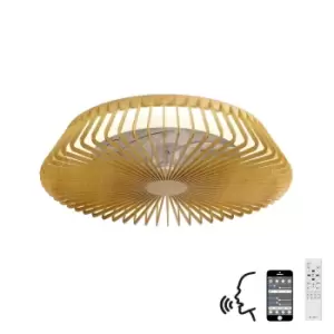 Image of Himalaya LED Dimmable Ceiling Light & 35W DC Fan, Remote Control, APP & Alexa/Google Voice Control, Wood