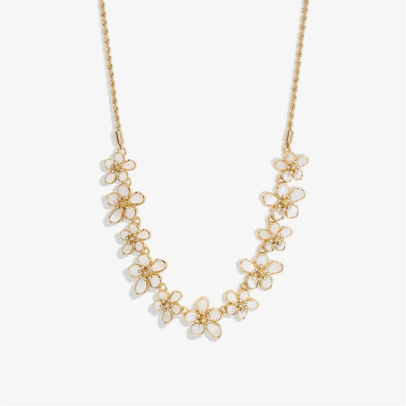 Image of Jon Richard Gold Plated Mother Of Pearl Floral Necklace Gold