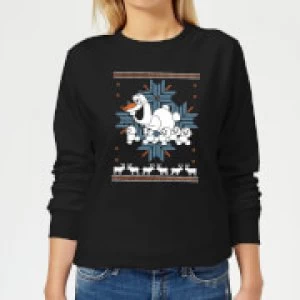 Image of Disney Frozen Olaf and Snowmen Womens Christmas Sweatshirt - Black - XL