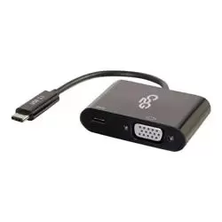 Image of C2G USB C to VGA Video Adapter w/ Power Delivery - Black