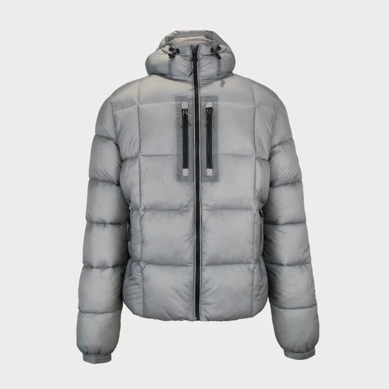 Image of Pretty Green Mens Trafford Weather-Resistant Long Sleeve Short Puffer Jacket Slate Grey male Small