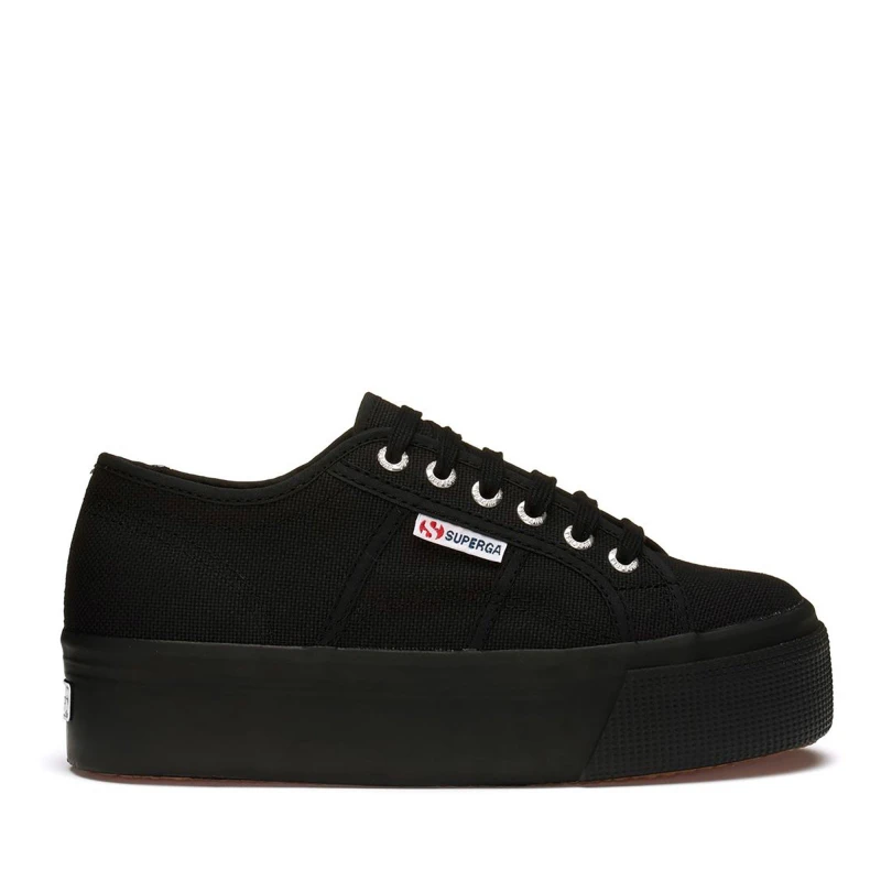 Image of Superga Womens Linea Canvas Low Trainers Full Black female 6 (39.5)