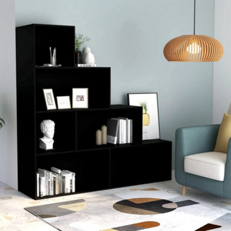 Image of VIDAXL Vidaxl - Book Cabinet/Room Divider Black 155x24x160cm Engineered Wood 8719883786070