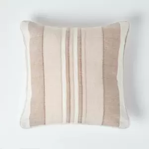 Image of Cotton Striped Beige Cushion Cover Morocco , 45 x 45cm - Natural - Homescapes