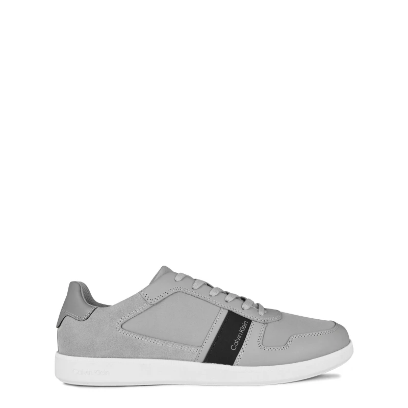 Image of Calvin Klein Lace Up Mix Trainers - Grey Grey 7
