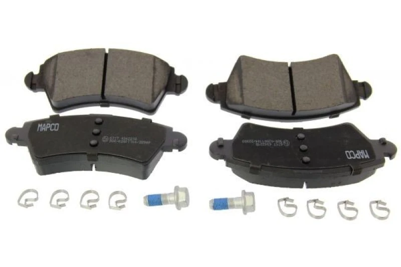 Image of RIDEX 402B0734 Brake pad set Front Axle, excl. wear warning contact, with anti-squeak plate Brake Pad Set,disc brake (402)