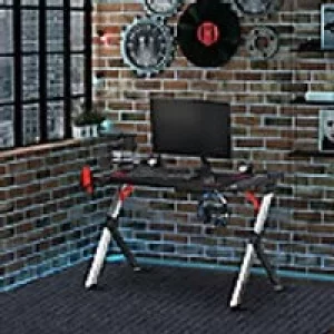 Image of Homcom Gaming Desk with Lights Black 600 x 740 mm