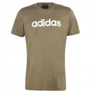 Image of adidas adidas Mens Essentials Linear T-Shirt - RawKhaki/White