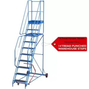 Image of 14 Tread Mobile Warehouse Stairs Punched Steps 4.5m EN131 7 Blue Safety Ladder