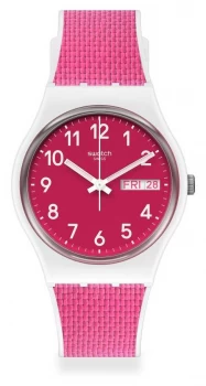 Image of Swatch BERRY LIGHT Pink Rubber Strap Pink Dial GW713 Watch