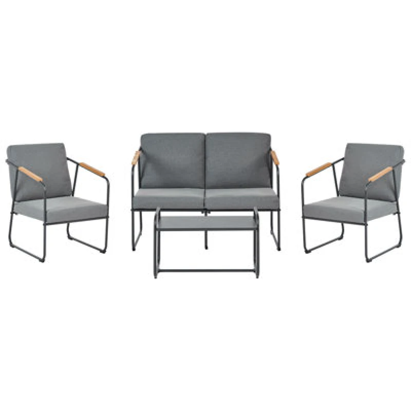 Image of Beliani Garden Lounge Set With Table 4 Seater Vezzana Metal Grey