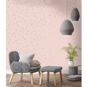 Image of Fine Decor - Starlight Stars Pink Wallpaper M1492