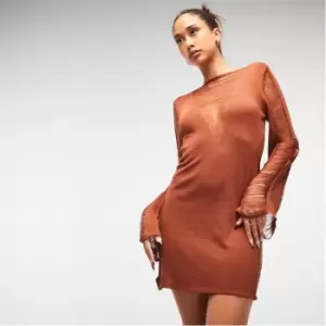 Image of Missguided Laddered Knit Mini Dress - Brown