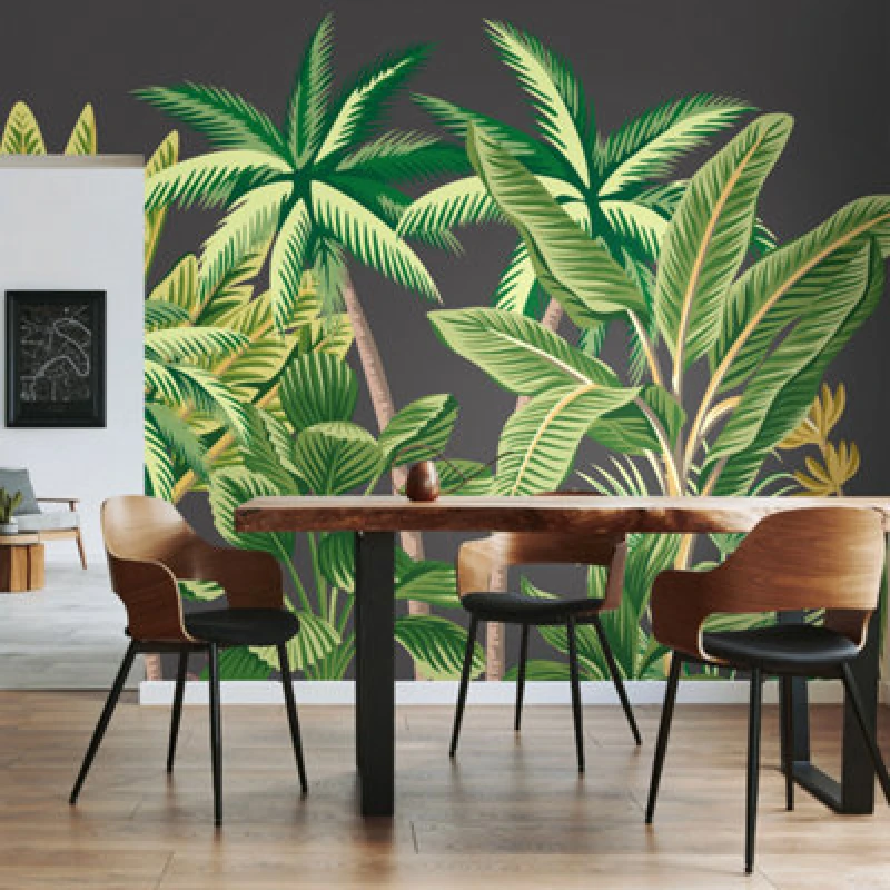 Image of Origin Murals Tropical Palm Trees Black Matt Smooth Paste The Wall 350Cm Wide X 280Cm High