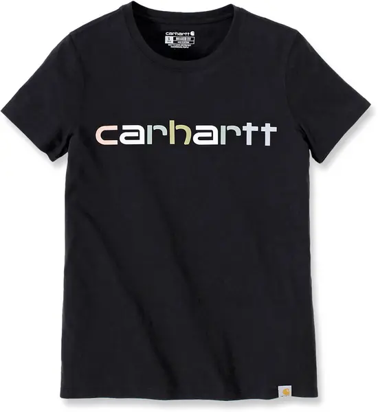 Image of Carhartt Relaxed Fit Lightweight Multi Color Logo Graphic Ladies T-Shirt, black, Size M for Women