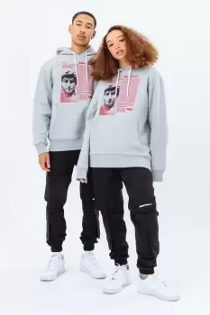 Image of CONTINU8 GREY GRAPHIC OVERSIZED HOODIE