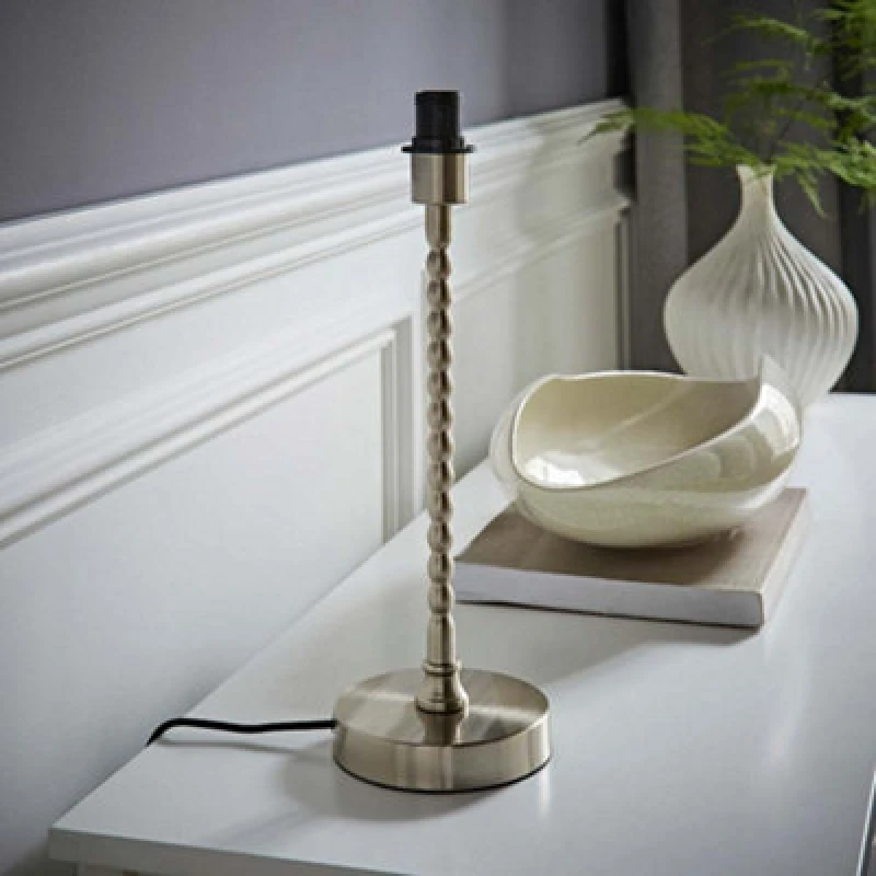 Image of ValueLights ValueLights Maeve Bobbin Bobbled Metal Table Lamp Base in Silver Silver One Size Unisex 5016529272328