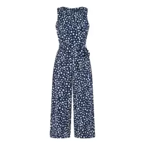 Image of Mela London Navy Blotch Print Culotte Jumpsuit - Blue