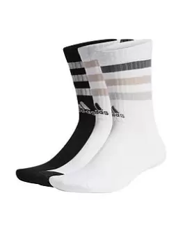 Image of adidas 3 Stripe Crew Bold Socks 3 Packs - Multi, White, Size L, Men