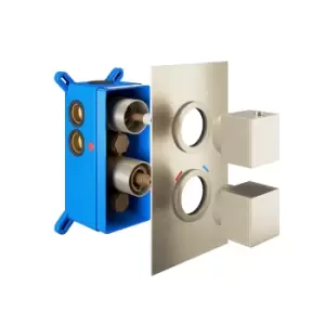 Image of Brushed Nickel Twin Outlet Square Thermostatic Shower Valve