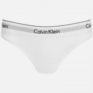 Image of Calvin Klein Womens Modern Cotton Thong - White - L