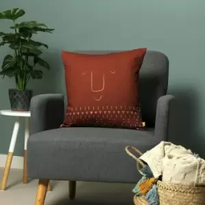 Image of Furn Pacha Abstract Print Recycled Polyester Cushion Cover, Terracotta, 43 x 43 Cm