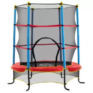 Image of HOMCOM 5.4FT/65" Kids Trampoline with Enclosure Net Built-in Zipper Safety Pad Indoor Outdoor for Children Toddler Age 3-6 Years Old