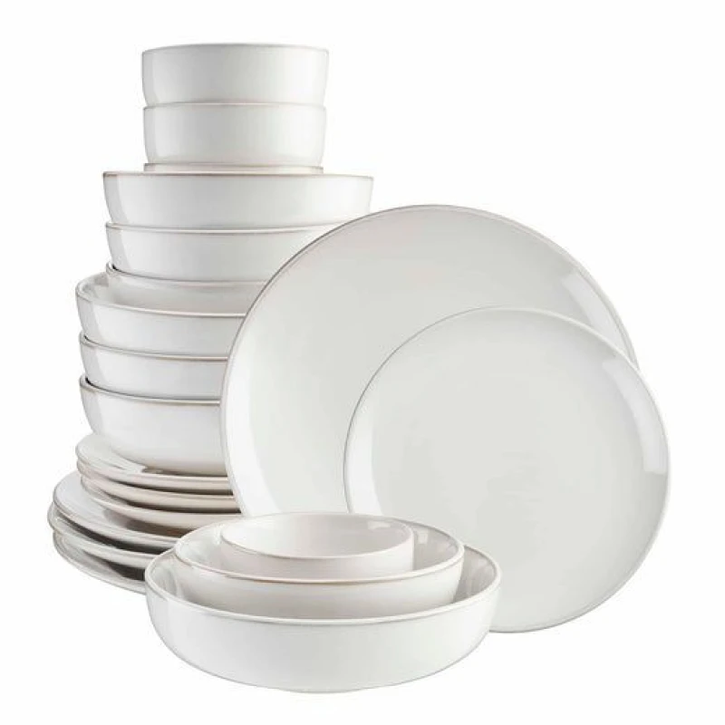 Image of Cooks Professional 20pc Nordic Stoneware Dinnerware Set 4 Person Plate & Bowl Setting in White Size: 20 Pack White Unisex 20 Pack