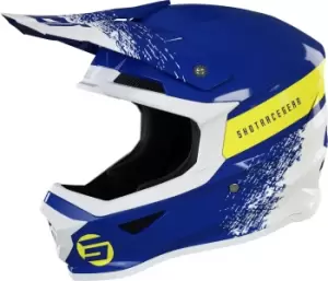 Image of Shot Furious Roll Kids Motocross Helmet, white-blue-yellow, Size L, white-blue-yellow, Size L