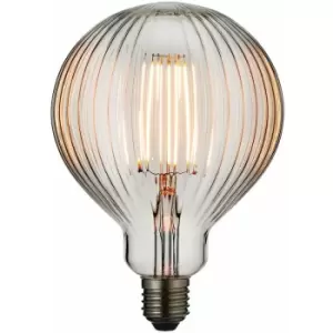Image of Loops - LED Filament Lamp Bulb 4W E27 LED Clear Ribbed Glass Globe 2200k Warm White
