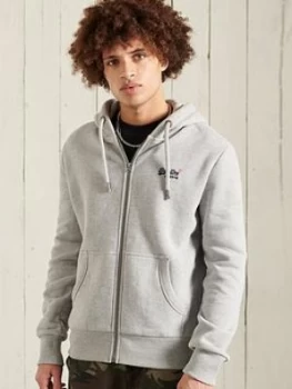 Image of Superdry Orange Label Classic Zip Through Hoodie, Grey Marl Size M Men
